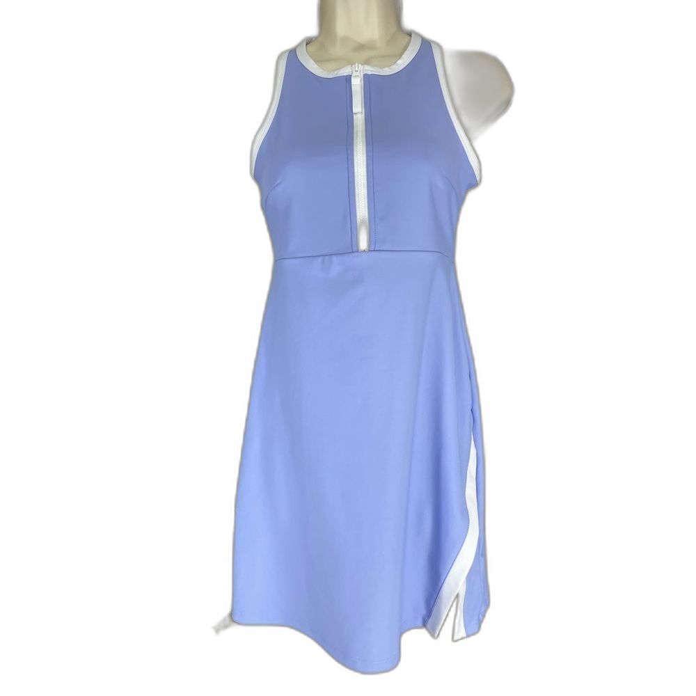 Athletic Dress W/ S Periwinkle Blue Zip Front Nwot - Picture 3 of 13